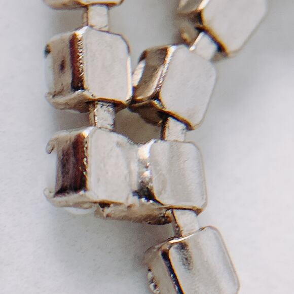 Vintage Mid Century Milk Glass Rhinestone Necklace Earring Set 1950s Jewelry - Picture 12 of 16